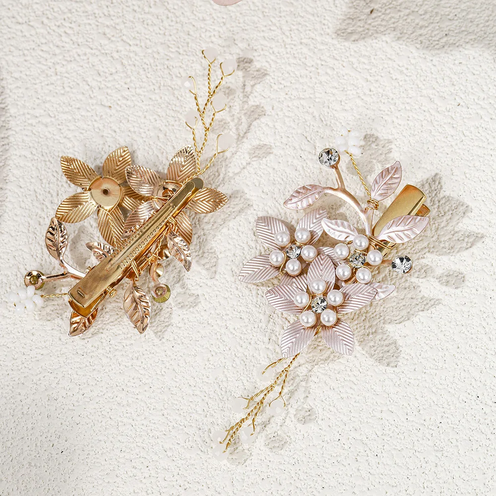 คลาสสิกดอกไม้ผมคลิปเพิร์ลลูกปัด Barrettes Headpiece เจ้าสาวงานแต่งงานเครื่องประดับผมเครื่องประดับอุปกรณ์เสริมผม