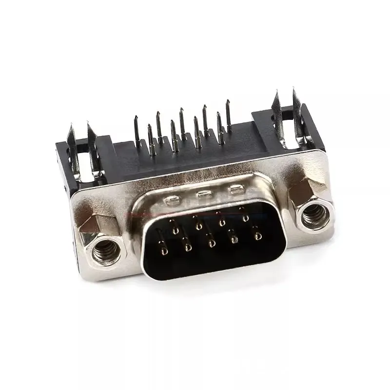 5PCS DR9 RS232 Female Male Connector PCB Mount D-Sub 9Pin PCB Connector 90 Degree Bent Needle DB9 Serial Port Base