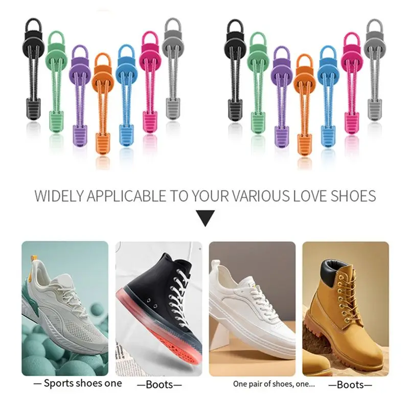 NEW-Elastic No Tie Shoe Laces 7Pair For Sneaker Stretching Lock Lazy Laces Quick Rubber Round Shoestrings