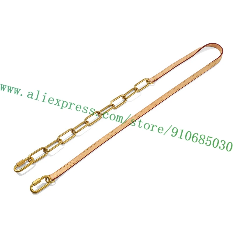 

Vachetta VVN Leather Golden Chain Links Shoulder Strap For Designer Soft Trunk Women Bag Lady Handbag Carry Belt Replacement