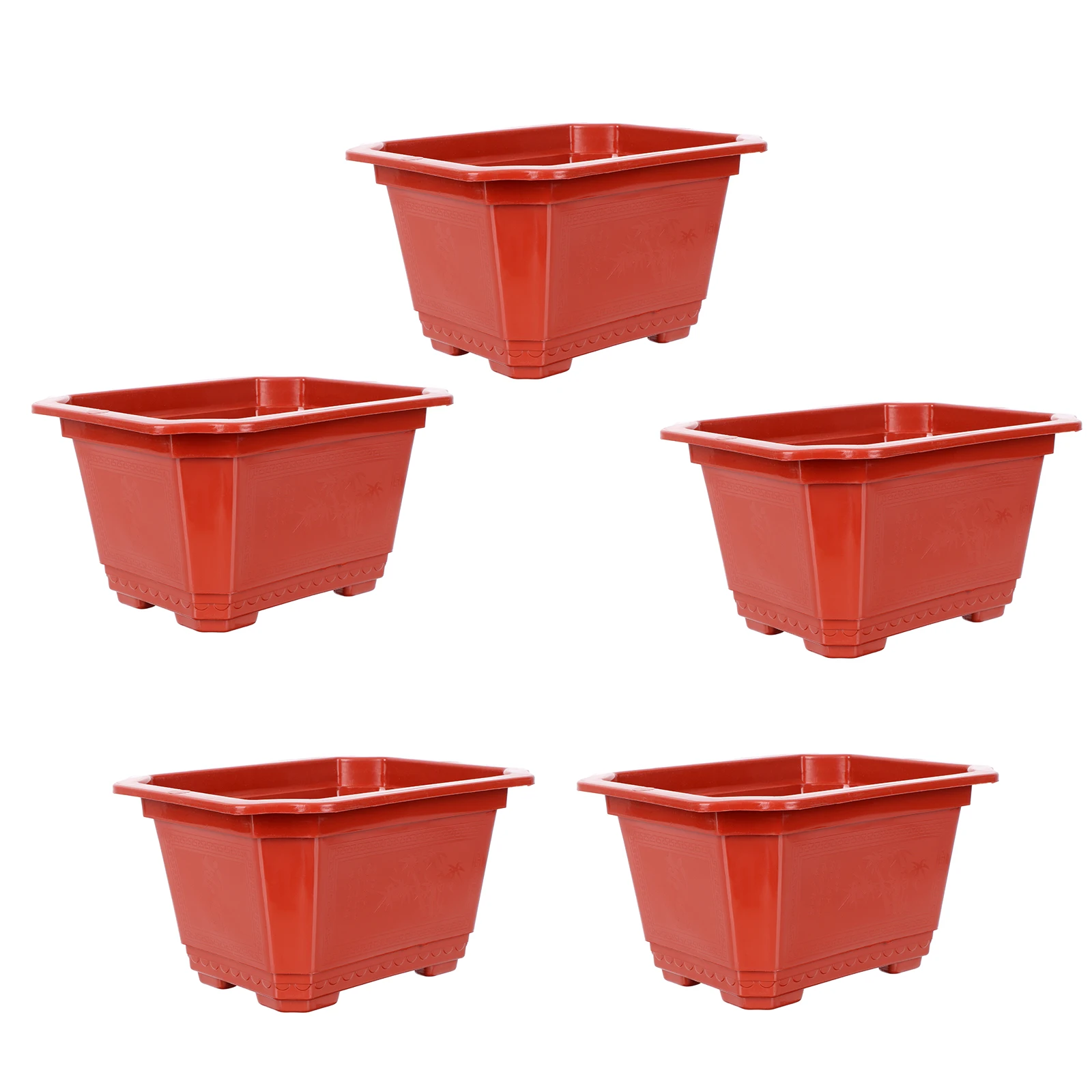 

5pcs Thickened Plastic Flower Pots Large Rectangular Drainage Hole Plants Succulent Bonsai Balcony Vintage Decor