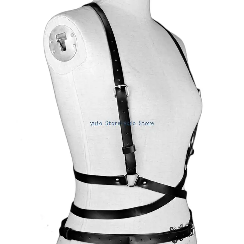 X7XB Gothic Waist Cincher Belt Punk Rock Design Adjustable Faux Leather Body Shaper