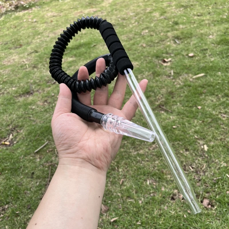 1Pc Adjustable Length Glass Handle Shisha Hookah Silicone Hose Mouth Tips for Chicha Lounge Party Club