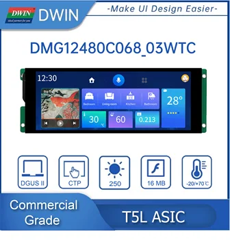 DWIN 6,8 pulgadas estilo barra IPS TFT LCD módulo UART pantalla táctil inteligente HMI