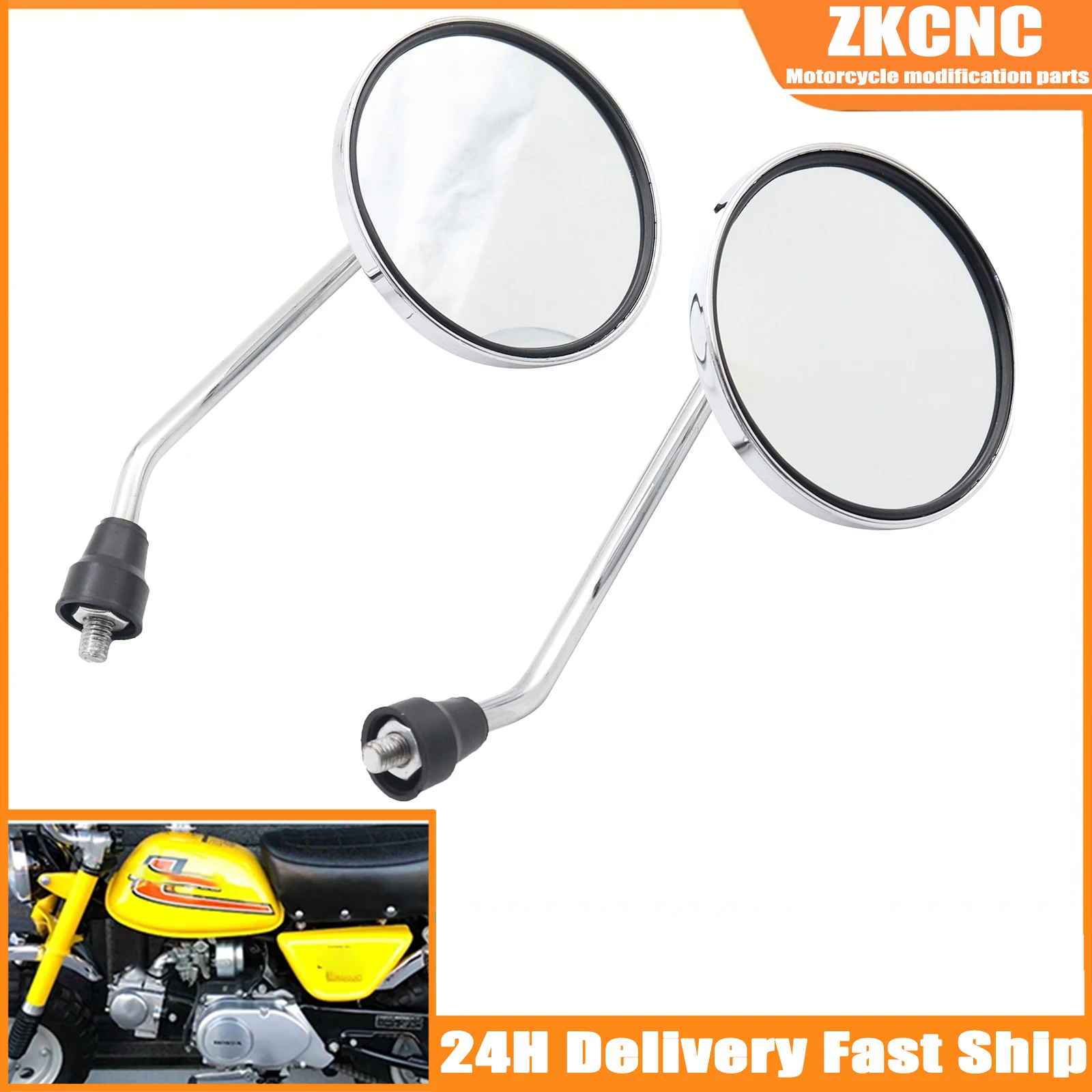 For Honda Z50 CT70 CA95 S65 SL70 CB175 Motorcycle M8x1.25 8mm Rear View Side Mirrors For Kawasaki KE100 KE125 KE175