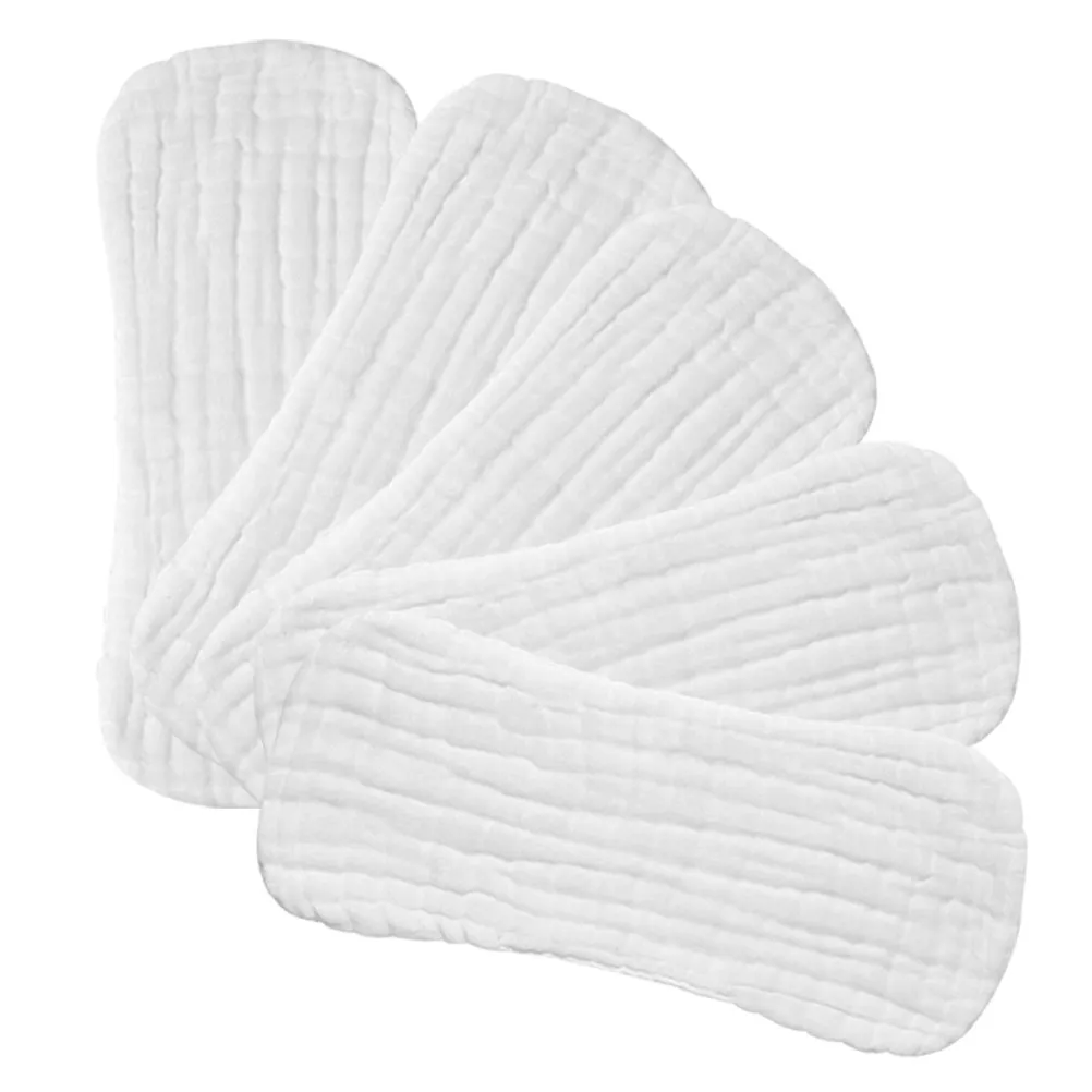 

5Pcs Pure Cotton Diapers Liners for Newborns Breathable Soft Cloth Diapers 35x15cm Washable Baby Diaper Inserts for Sensitive