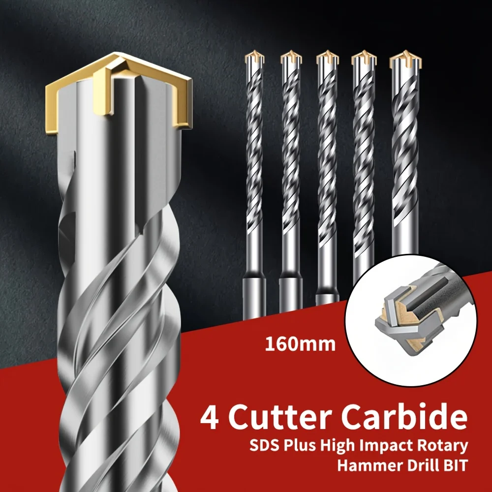 DDUF6-16mmHigh Performance SDS Hammer Bits, Reinforced Tip, 160mm Overall Length, Anti-Rust for Concrete, Brick, Block & Masonry