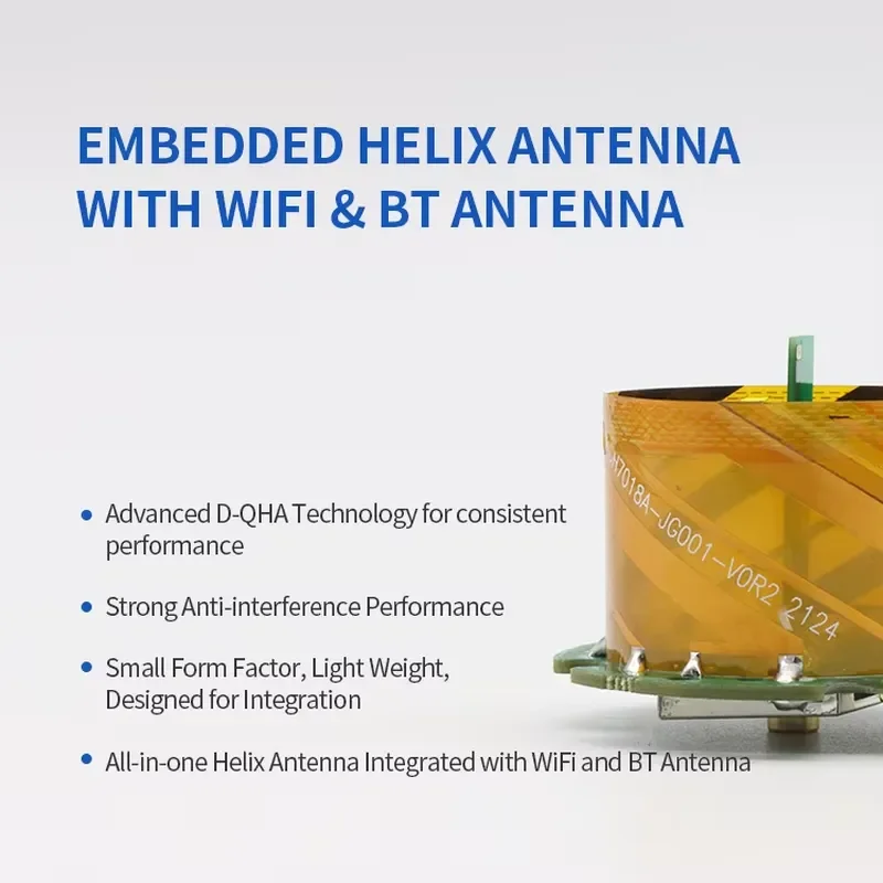 GNSS WiFi Bluetooth Antenna HX-CUX005A Low Profile OEM Helix Antenna for Unmanned Systems, RTK Tablets, Handheld