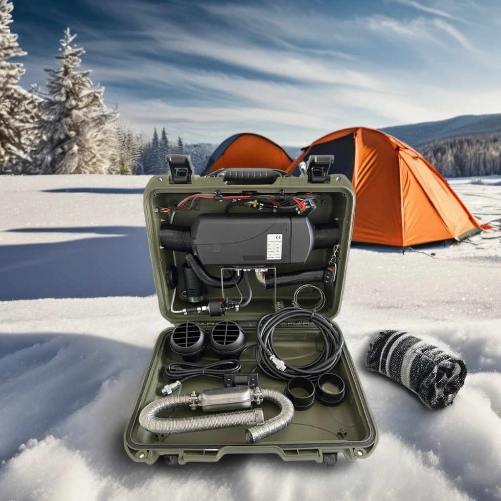 เครื่องทำความร้อนดีเซลแบบพกพาออลอินวัน 2 กิโลวัตต์ พร้อมจอ LCD สำหรับรถยนต์ รถบรรทุก เรือ รถบัส รถบ้าน รถพ่วง รถมอเตอร์โฮม รถแคมป์ปิ้ง พัดลมใหม่