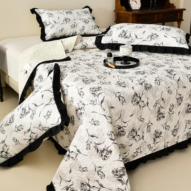 

Bonenjoy 3pcs set Printed Bedspread and Pillowcase Quilted Bed Cover Soft Thicken Bed Linen Home Mattress Protector 침대커버