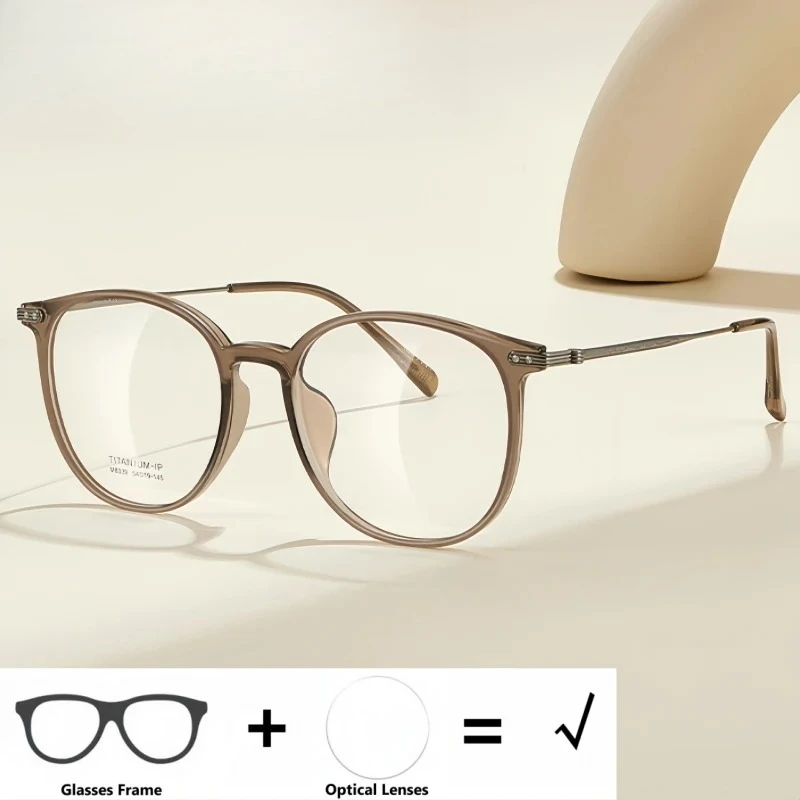 XUKA Men and Women  Optical Prescription Glasses Anti reflection Anti Scratch Recipe Retro Round TR90 Pure Titanium Eyewear