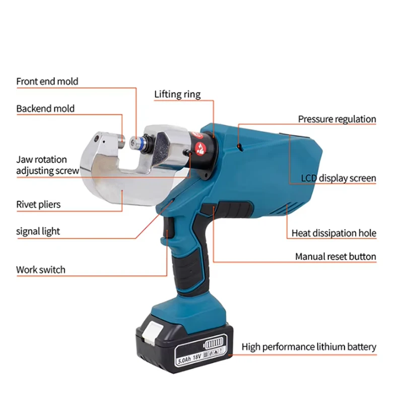 Electric Hydraulic Self Piercing Rivet Gun 150 MM Depth AC 220V 30-60KN Pressure Car Collision Repair Body Repair Equipment