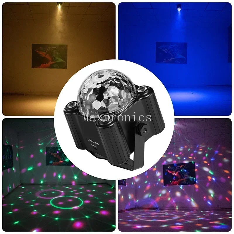 7 Color 9W LED Stage Light Rotation Lamp With Remote Control Sound Activated LED Strobe Magic Ball Light for Disco DJ Bar Party