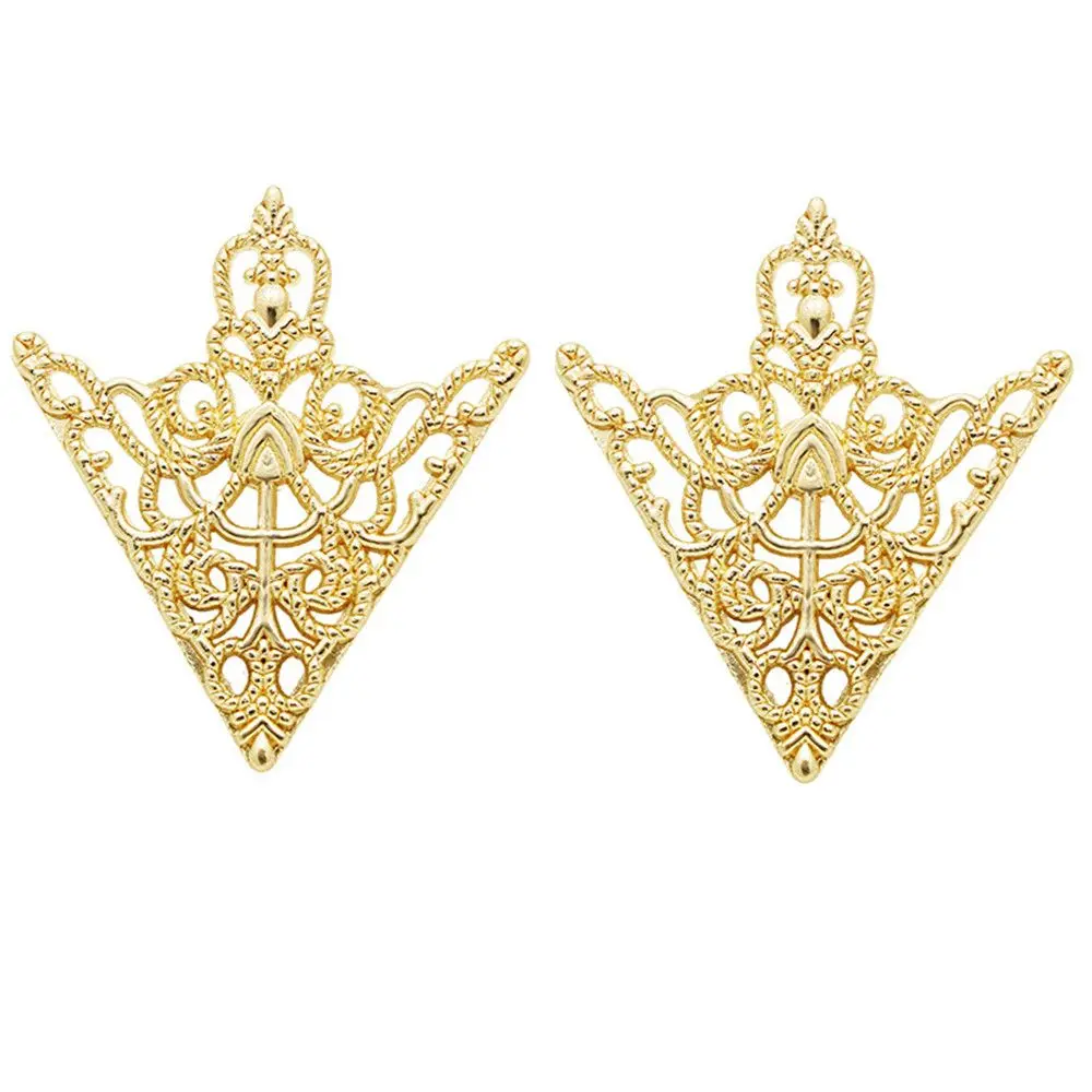 Fashion Exquisite Clothing Accessories Hollowed Out Alloy Crown Corner Badge Brooch Pins Triangle For Women|Men