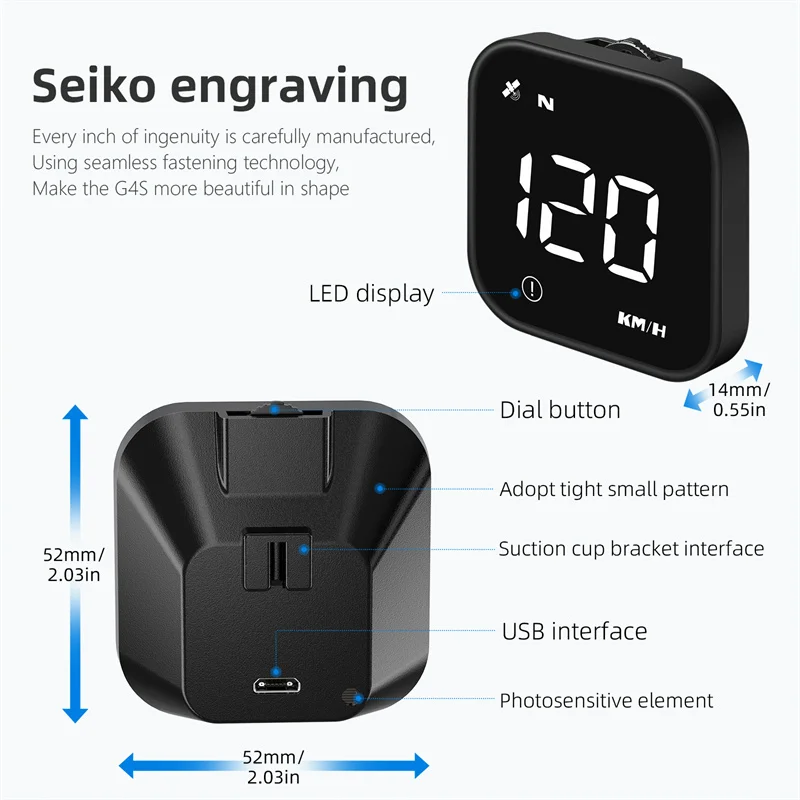 []New Car Head Up Display HUD Digital GPS Speedometer MPH Overspeed Alarm Multifunctional Speedometer Compass HD LED Display