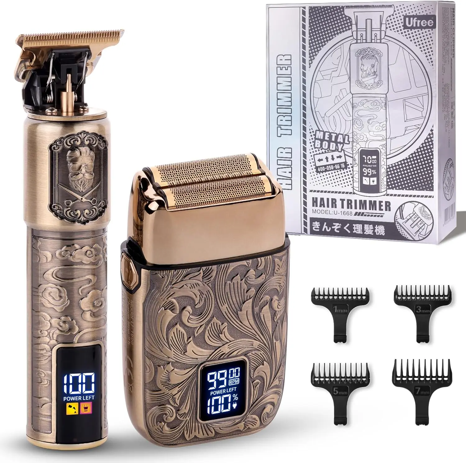 

Men's Cordless Electric Razor & Beard Trimmer Kit, Bald Head Shaver, Barber Clippers, Birthday Gift