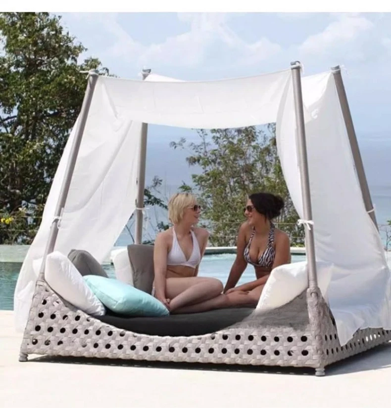 فيلا خارجية، فناء، حديقة، سرير مستلق، شرفة ترفيهية، حمام سباحة، أريكة من الخيزران، شاطئ البحر، سرير شمس خارجي #4