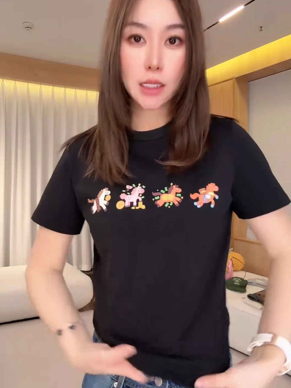 

Lin Rou Rou round Ne ort Sve T-irt Printed f Sve Spring Summer Casual Comfortable Pure Cotton Women's Top