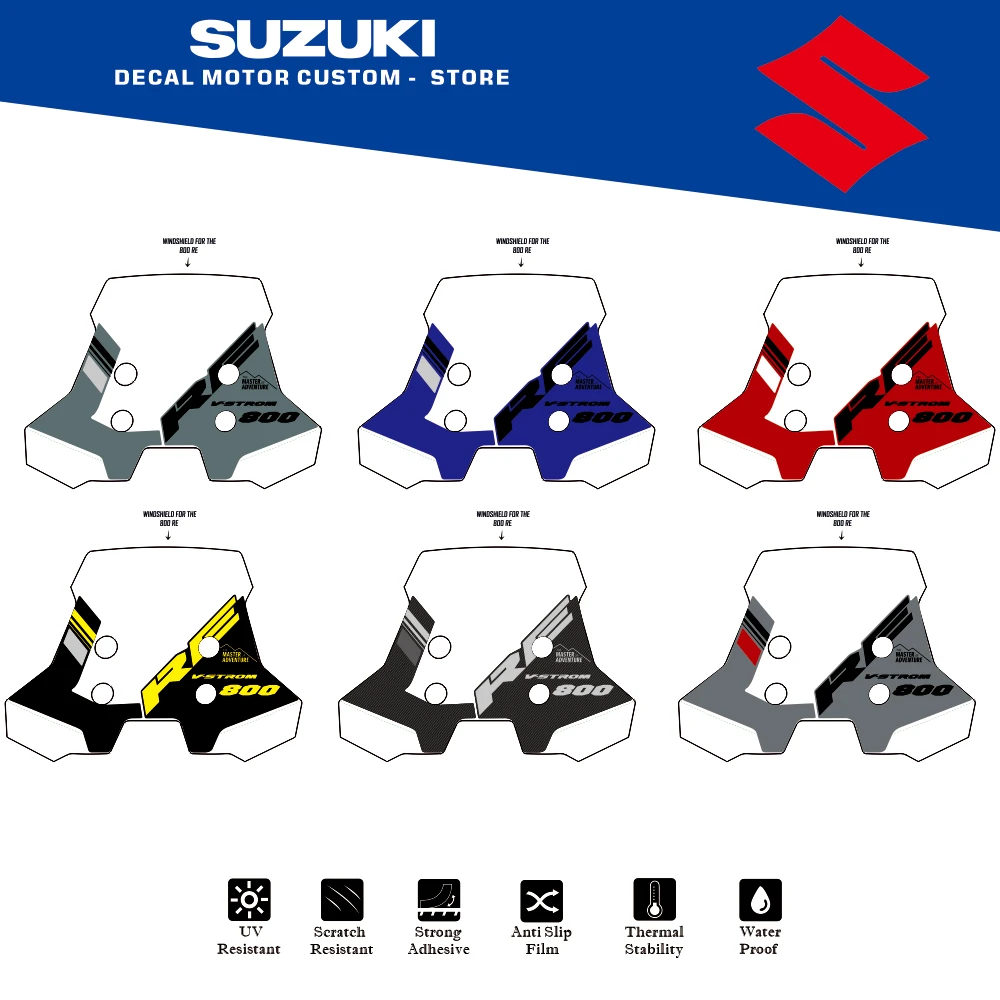 

Наклейки-протекторы на ветровое стекло мотоцикла с противоскользящими накладками для Suzuki V-Strom 800RE 2024 - 2026