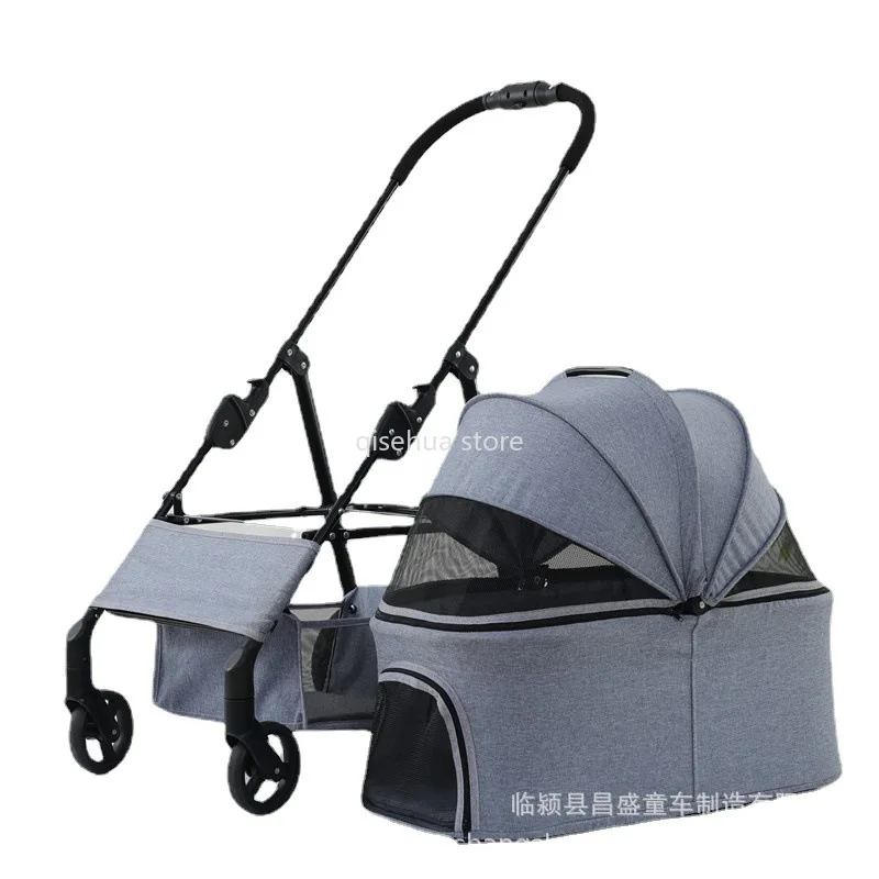 Huaying-carrito desmontable para mascotas, carrito ligero y plegable para exteriores, carrito de viaje para perros y bebés