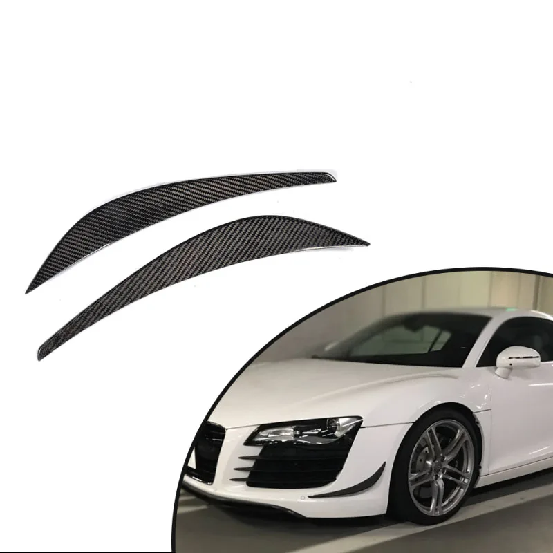 For 2008-2015 Audi R8 V8 V10 Carbon Fiber Front Bumper Decorative Fin Card Spoiler