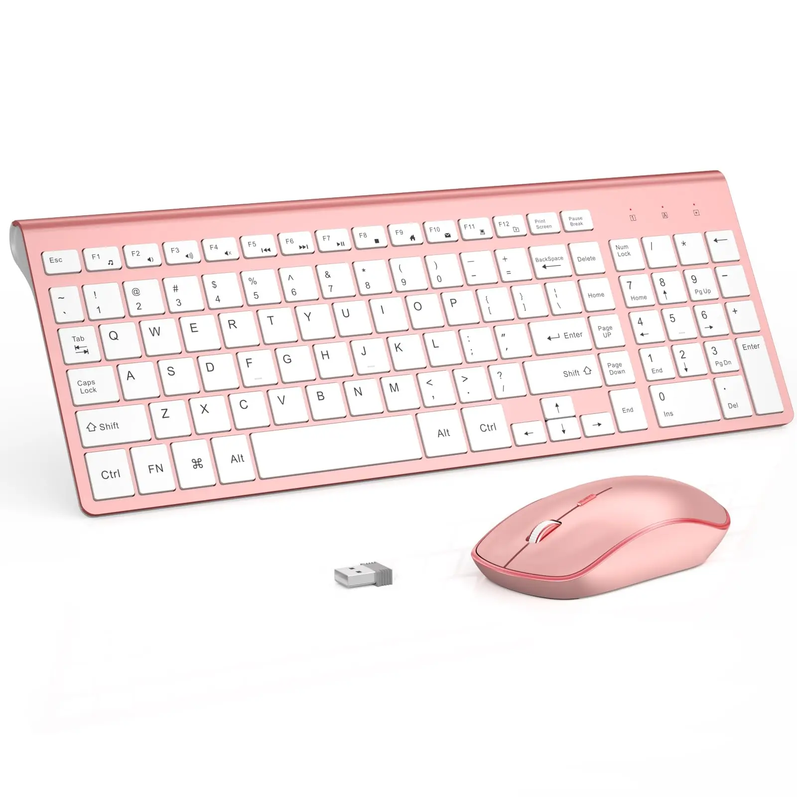 Wireless Keyboard and Mouse,2.4G Full Size and Portable Wireless Keyboard with Numeric Keyboard or Computer/Desktop/Laptop--Pink