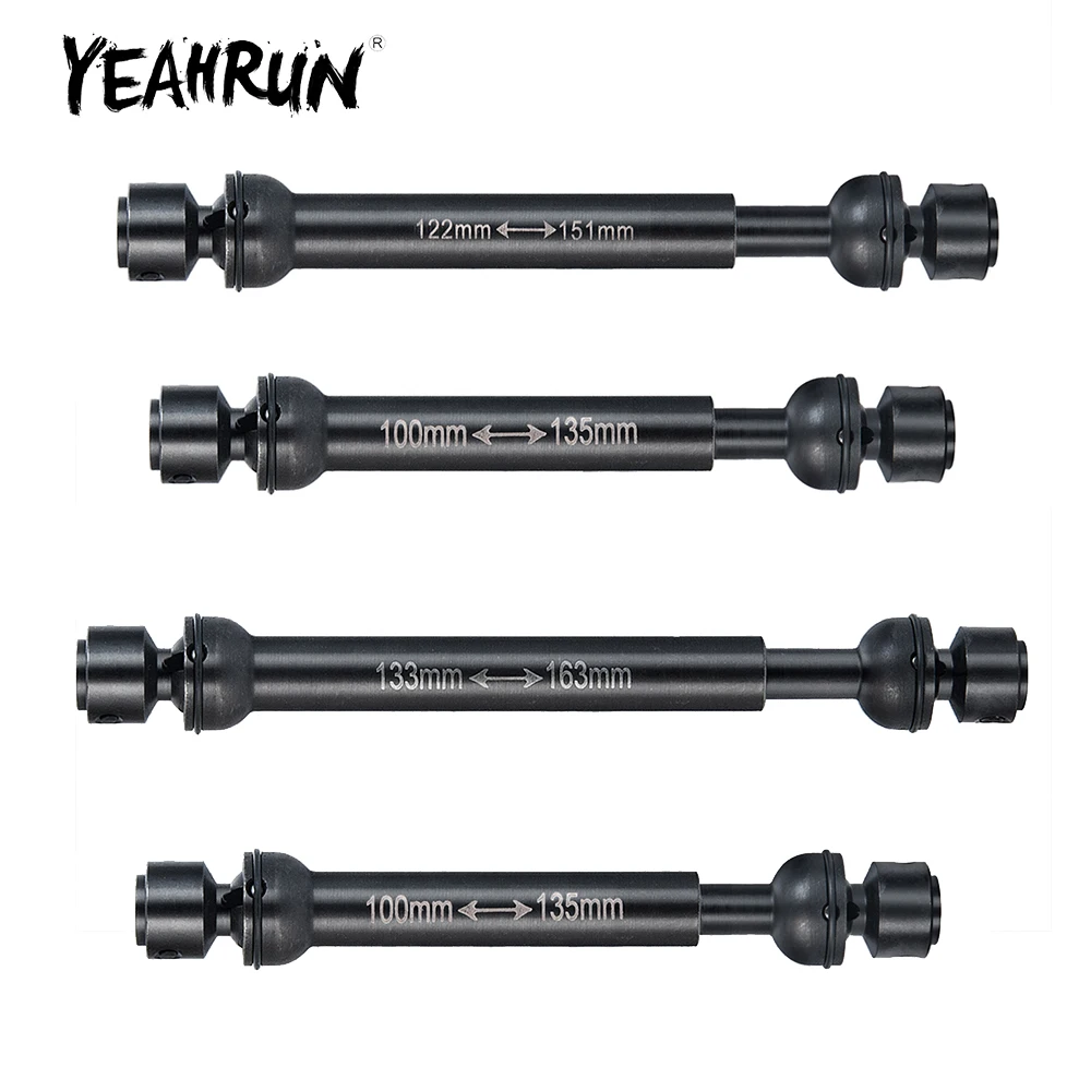 YEAHRUN Steel Drive Shaft Front 100-135mm Rear 122-151mm / 133-163mm for Axial SCX10 II 90059 1/10 RC Crawler Car Upgrade Parts