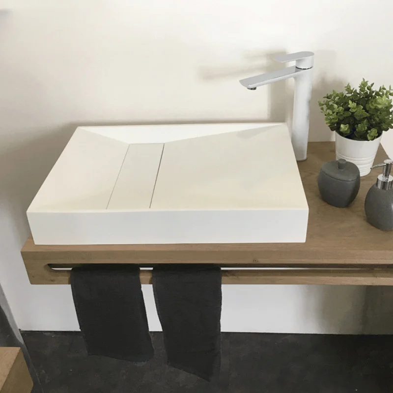 Nordic simple personalized art basin creative artificial stone integrated platform washing washbasin household wash  pool