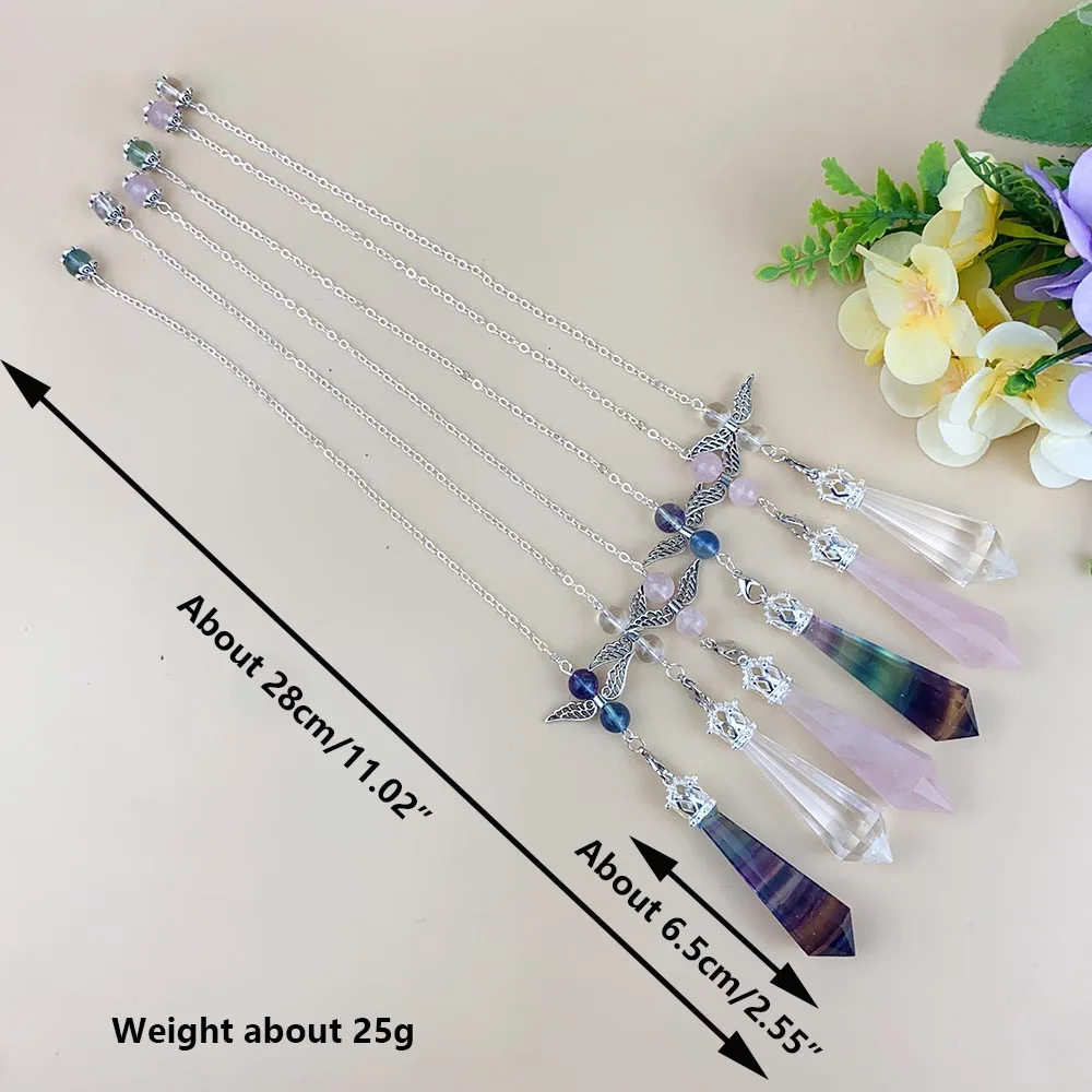 Natural Crystal Spiritual Pendulum For Dowsing Divination Pendulos Healing Reiki Quartz Pendant Necklace Jewelry Gifts