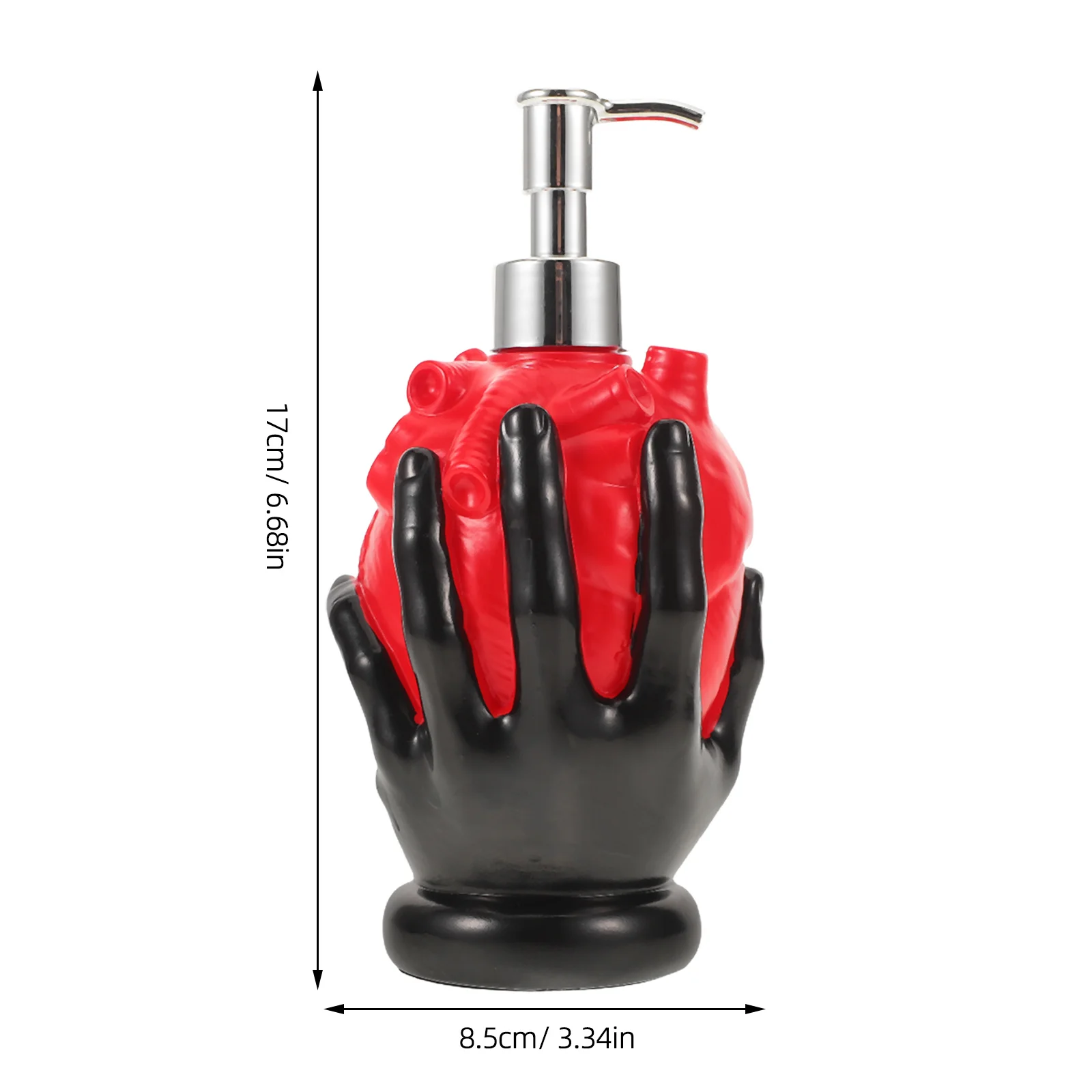 موزع الصابون على شكل قلب القوطية اليد عقد زجاجة مضخة تشريحية للحمام بالوعة المطبخ ديكور الهالوين Macabre