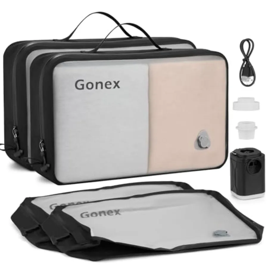 

Vacuum Travel Bag with Pump Reusable Compression Packing Bag with Handle and Transparent Window Wide Opening Waterproof Travel