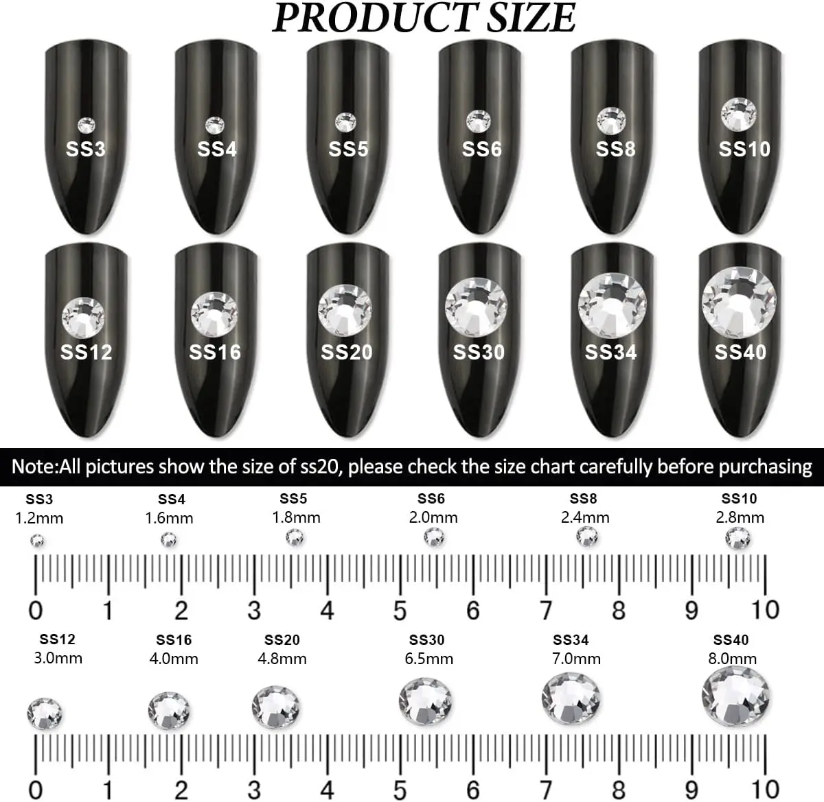MollBii سلسلة بيضاء SS3-SS30 أحجار الراين غير الإصلاحية فائقة الجودة بريق الأحجار الكريمة المسطحة لملحقات الأظافر عمليات تجميل الأظافر