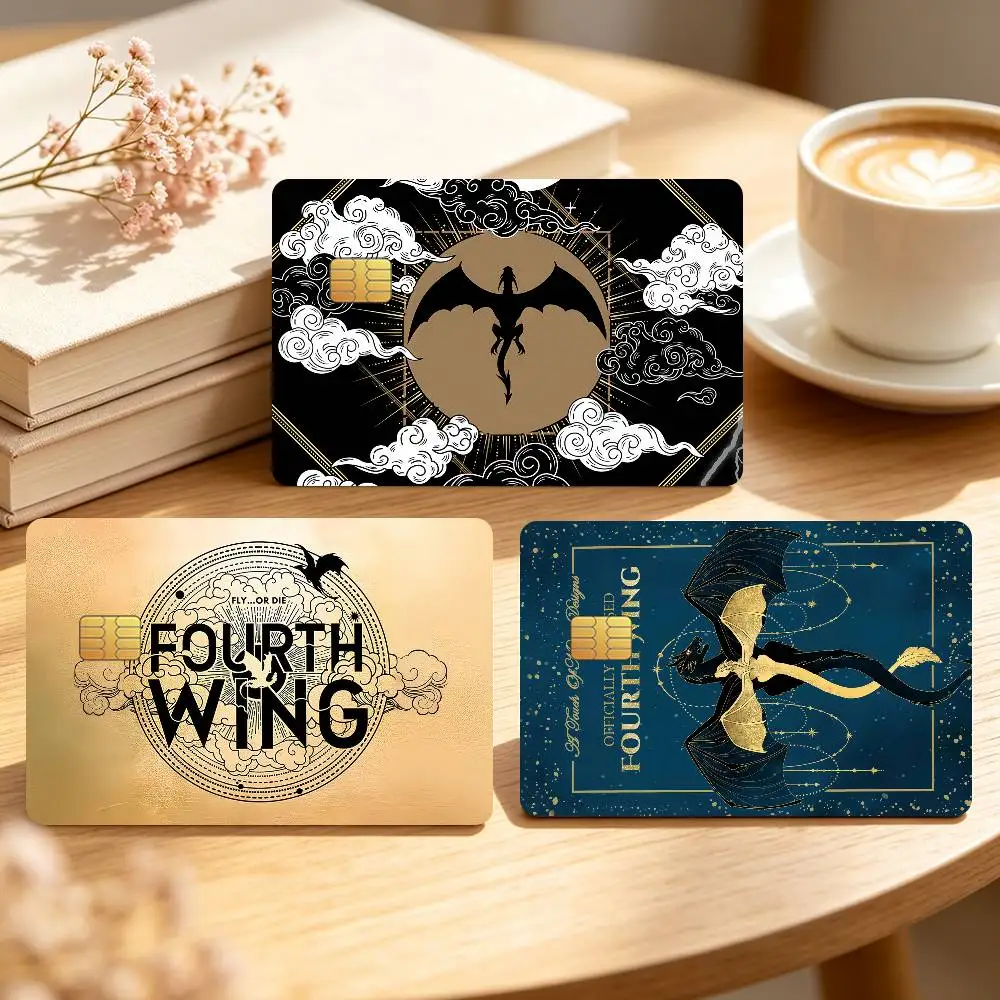 Books F-Fourth Wing Credit Card Skin Stickers For Bank Bus Metro Cards Waterproof Anti-Scratch Gift 4PCS