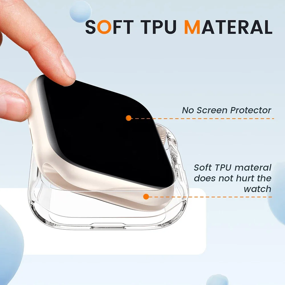 TPU Case For Apple Watch Series 10 42mm 46mm 9 8 7 41/45mm No Screen Full Protector Bumper Cover For iWatch 6 5 4SE 40/44mm 38mm