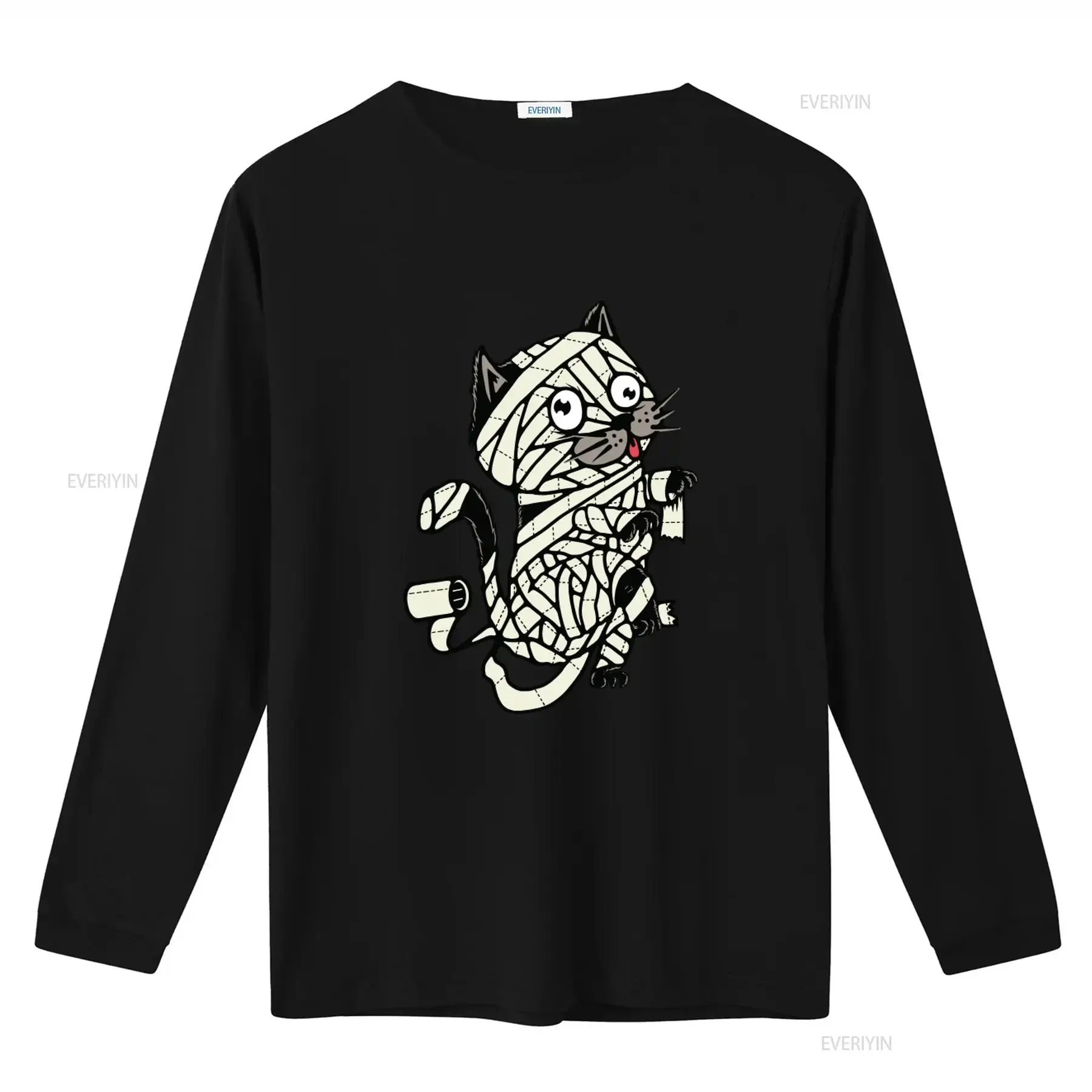 Halloween Cute Mummy Cat Cartoon Kitten Zombie Print T Shirt for Kids  vintage Washed Breathable Comfortable graphic Soft