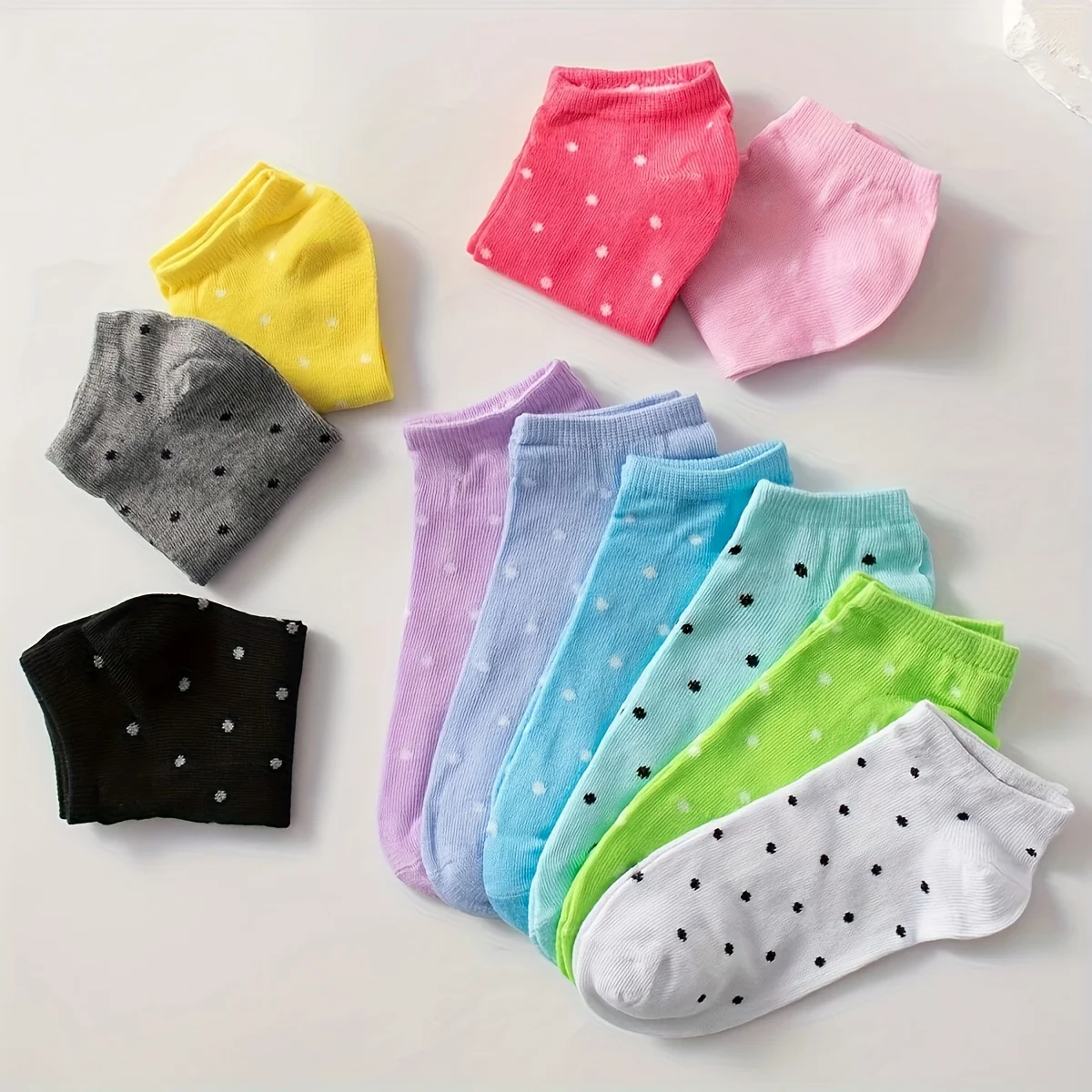 15/10/5 Pairs  Random color Candy-Colored Ankle Socks, Women's Low-Cut Short Socks Fashion Gift-Ready Set
