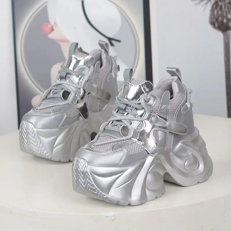 

New 10CM 12CM Chunky Sneakers Platform Shoes Wedge for Women Casual Shoes Breathable Summer Shoes Women Fashion Sneakers Spring