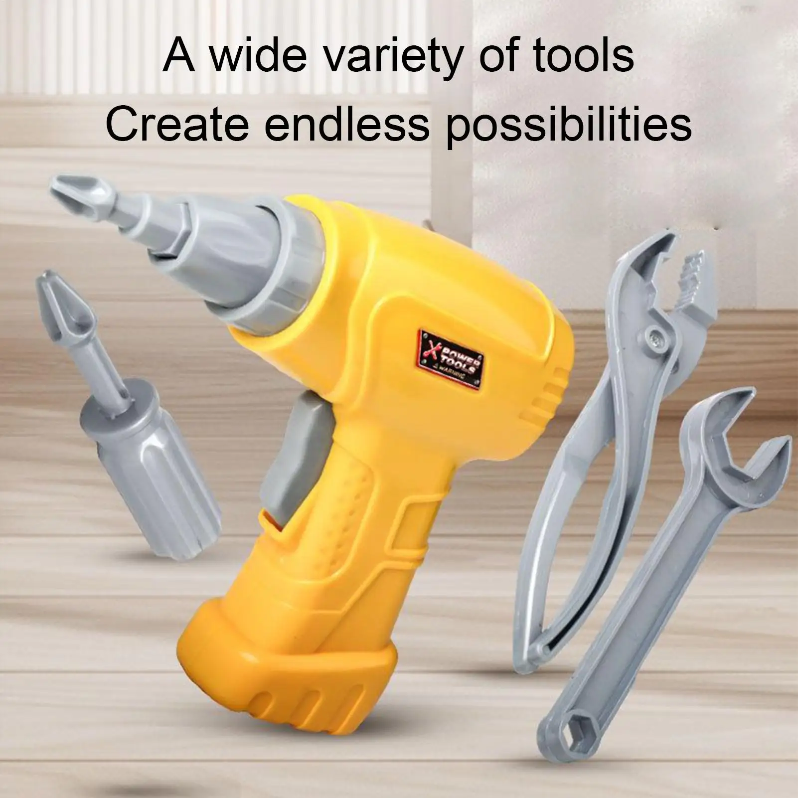 Kids Tool Set with Drill DIY Nut Assembly Puzzle Simulated Screwing Toolbox Early Educational Disassembly Repair STEM Montessori
