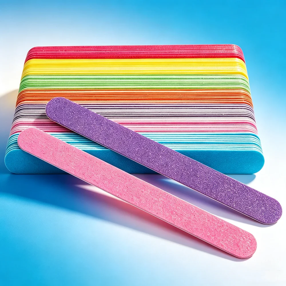 Professionelle Doppelseitige Holz-Nagelfeilen in Verschiedenen Packungsgrößen 1/2/5/10 Stück Bunte Sand-Nagelpuffer Feilen für Nagelkunst