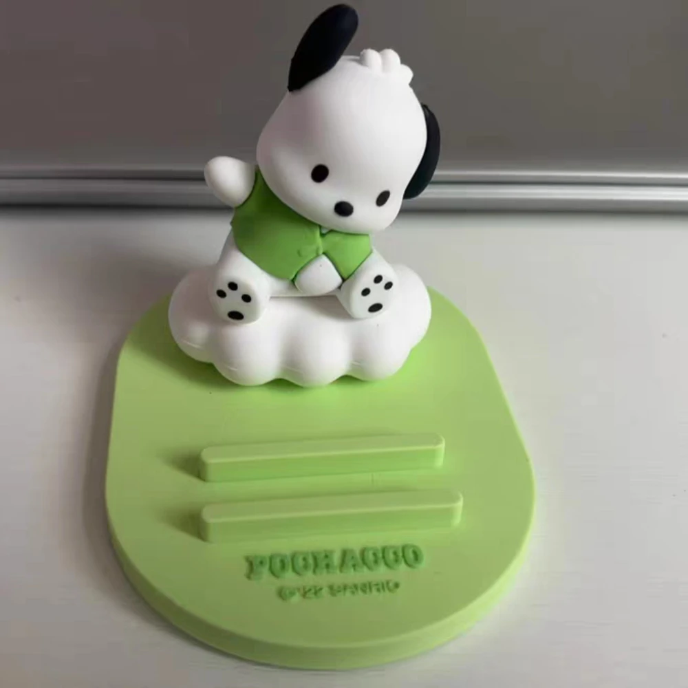 6.5cm Miniso Sanrio Pochacco Kuromi uchwyt na telefon komórkowy animacja Model figurki pcv śliczne figurki dla dzieci prezenty świąteczne zabawki