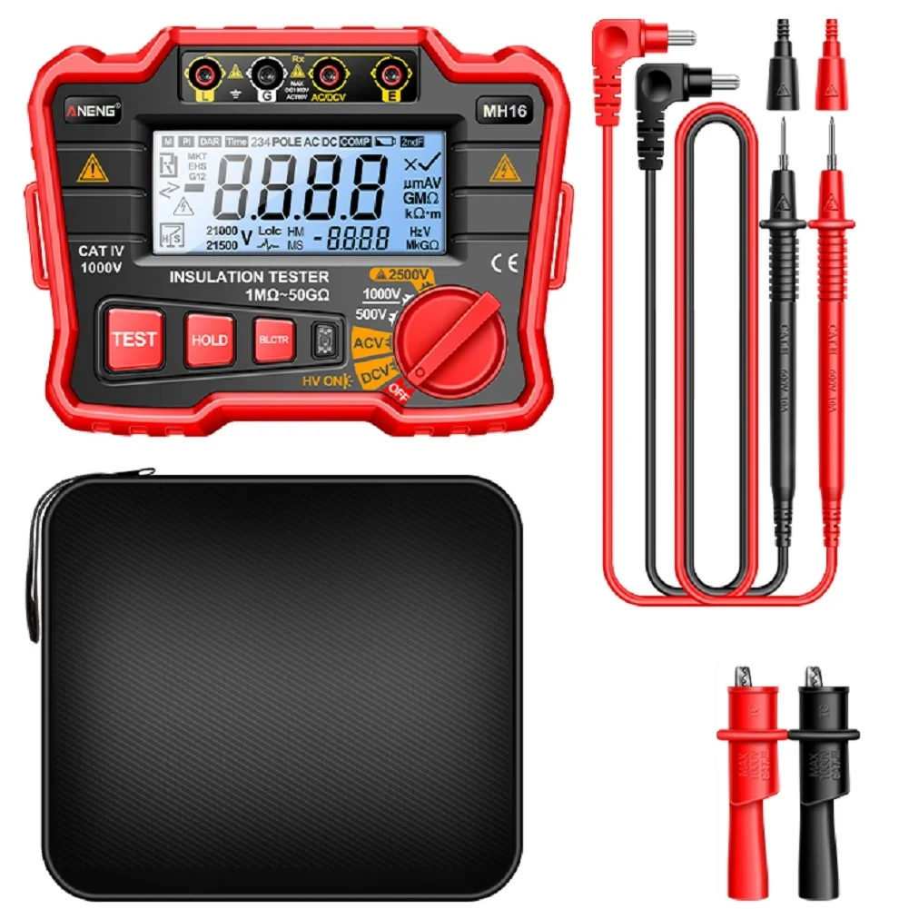 LUCK  MH16 Ohmmeter Digital Megohmmeter Voltage Tester Resistance 2500V Testing Display Resistor Tools