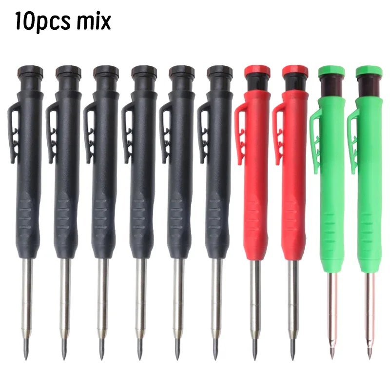 

10 шт., 2,8 мм, твердый плотницкий карандаш с набором точилок, механические карандаши, деревообрабатывающий строительный карандаш, длинный стержень для маркера