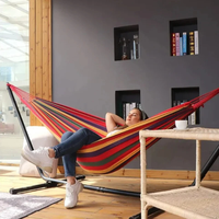 Camping Swing Hammocks with Tree Ropes Anti Rollover Striped Hanging Chair Hammocks Outdoor Canvas Hammock Thickened Hammock