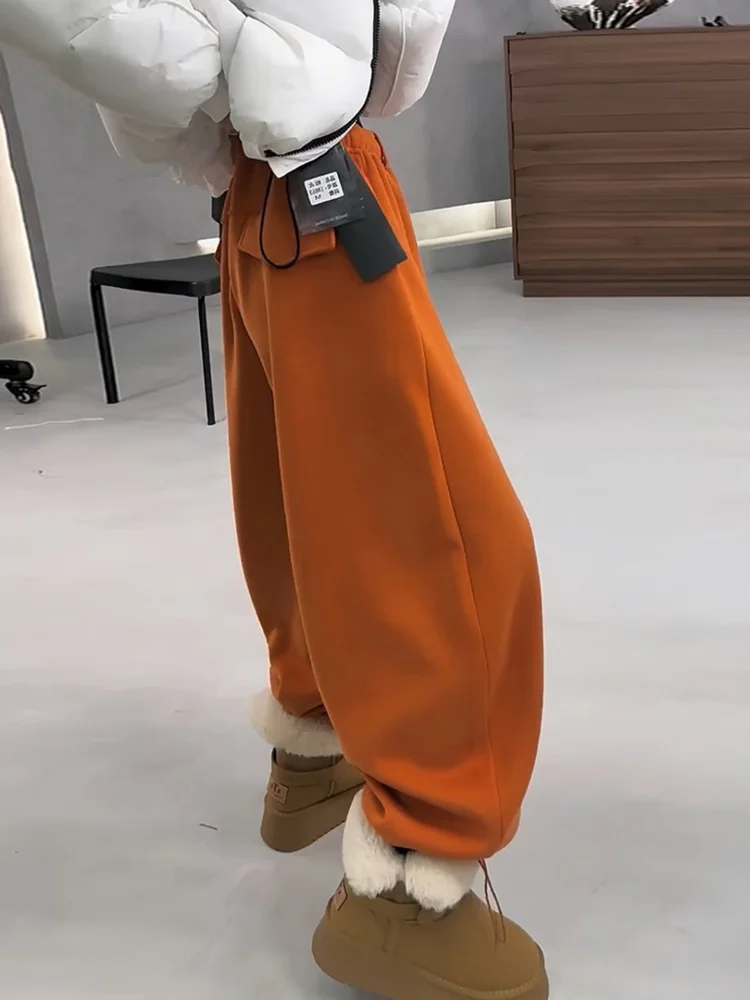 Pantalones Thiened Fce Knife-ape de talla grande para mujer, pantalones de pierna recta adelgazantes de cintura alta, versión coreana