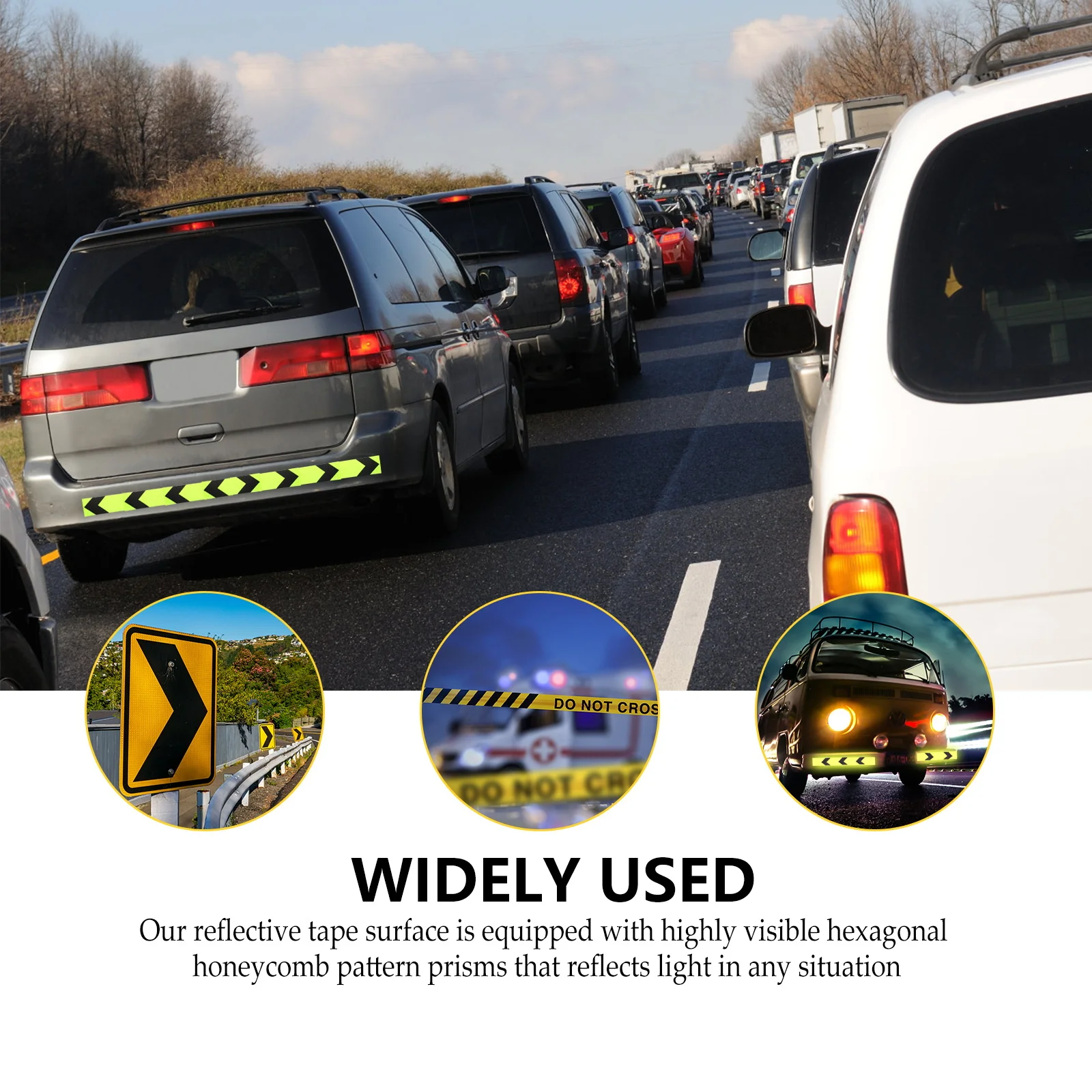 1 Roll Reflective Warning Tape Waterproof Fluorescent Luminous Safety Indicator For Vehicles Road Markings Home Use