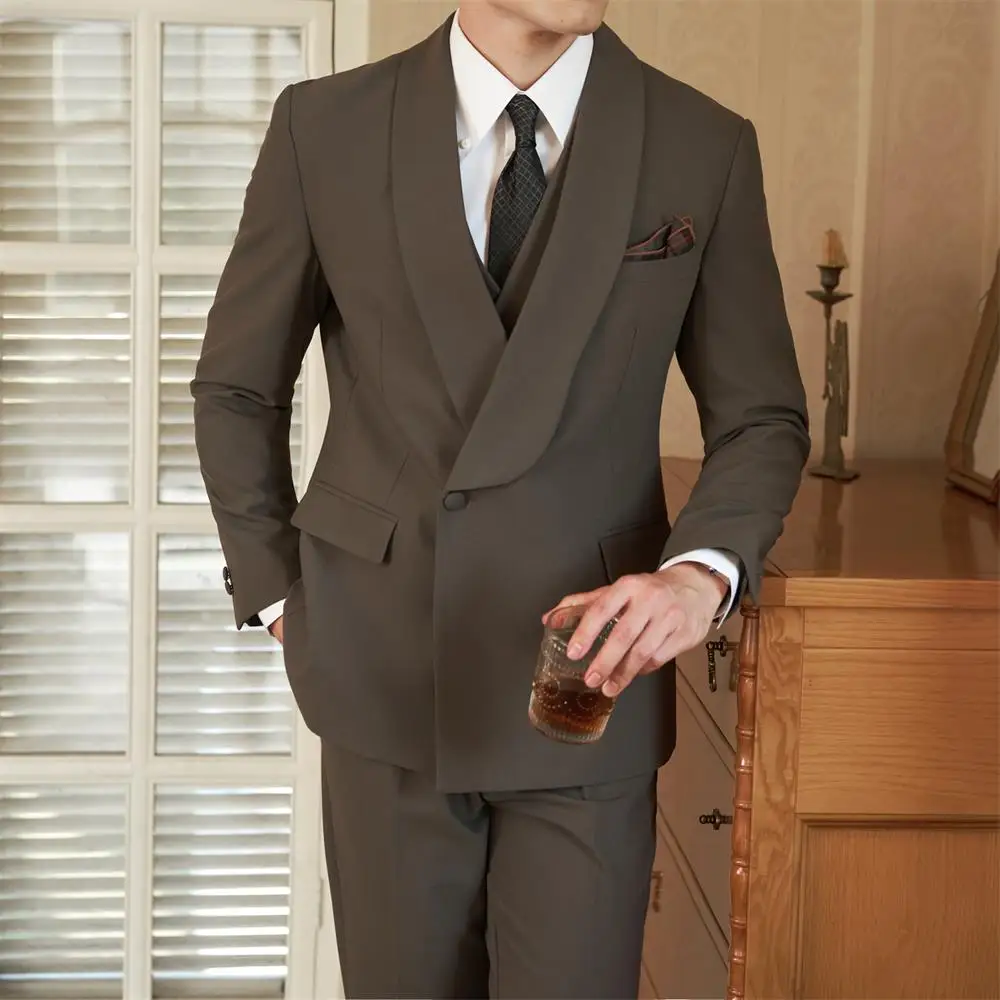 

Men's suit 2pc Set Suit Jacket Suit Pants Single breasted business banquet men's suit jacket suit straight leg Man Black Suit
