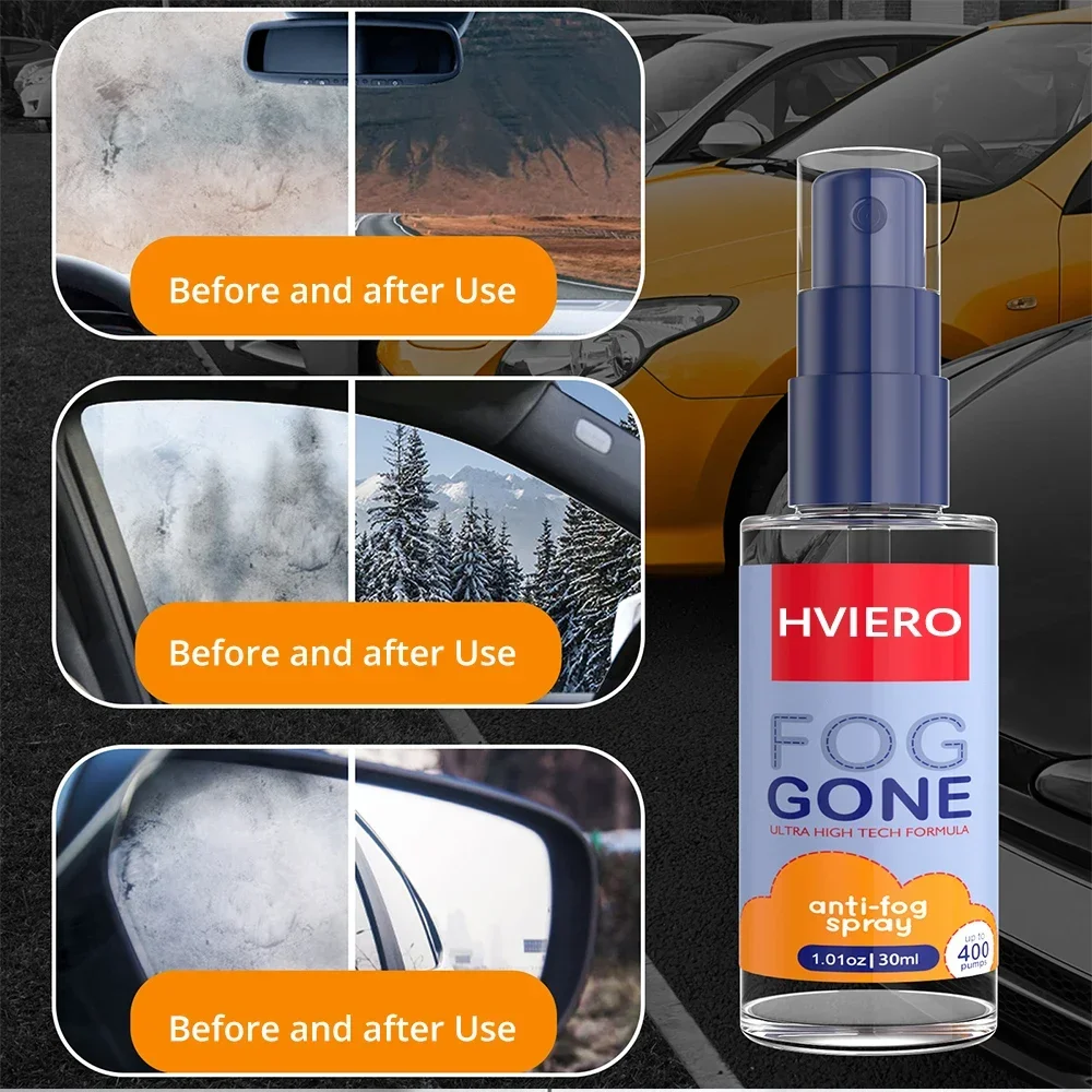 30ml/60ml Glasses Lens Anti-fog Spray Car Windshield Window Decontamination Rainy Days Dewatering Washers Curing Agent Universal