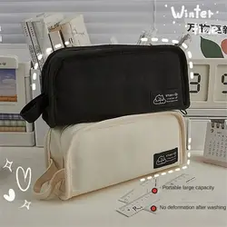 Ins Simplicidade Lápis Case, Pen Bag, Cor Sólida, Branco, Preto Lápis Bag, Lona, Alta Capacidade, Papelaria Saco De Armazenamento para Estudante