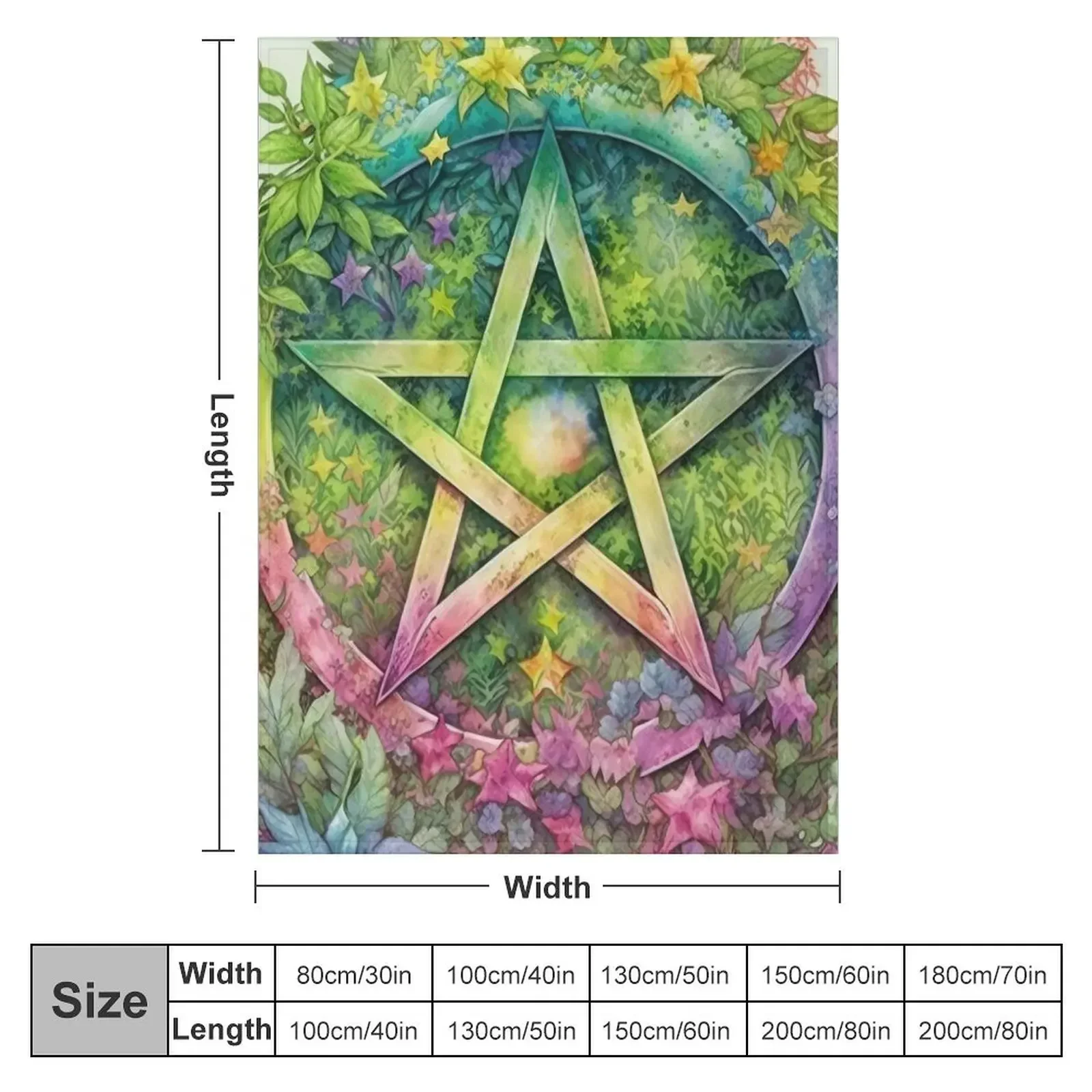 Pentacle - Botanical Flower Garden Wiccan Pagan Pentagram Throw Blanket Bed Fashionable Sofa Quilt Shaggy Blankets