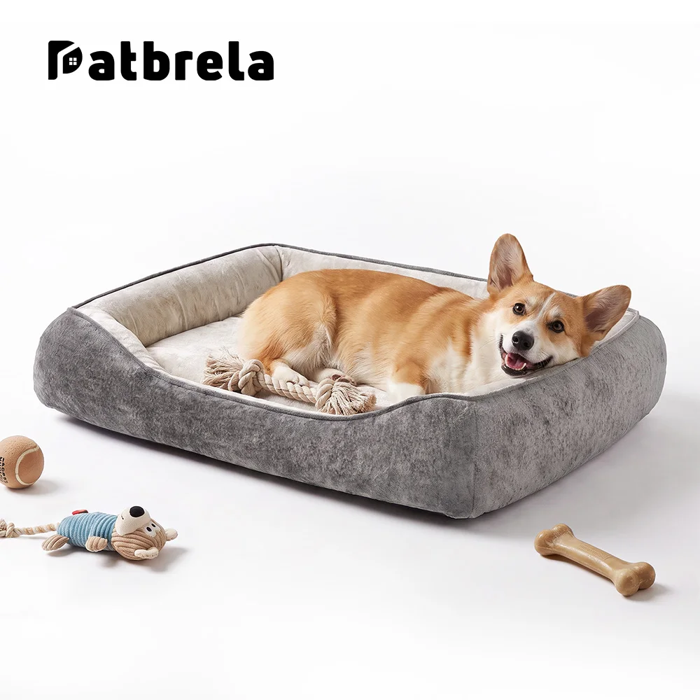 Cuccia per cani Patbrela, morbida, con bordo rialzato, divano per animali domestici, lavabile, con fondo antiscivolo, cuscino per dormire, ideale per cani di piccola e media taglia e gatti, per uso